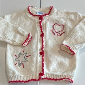 Vintage Baby B’Gosh - Cream and Red Kids Cardigan